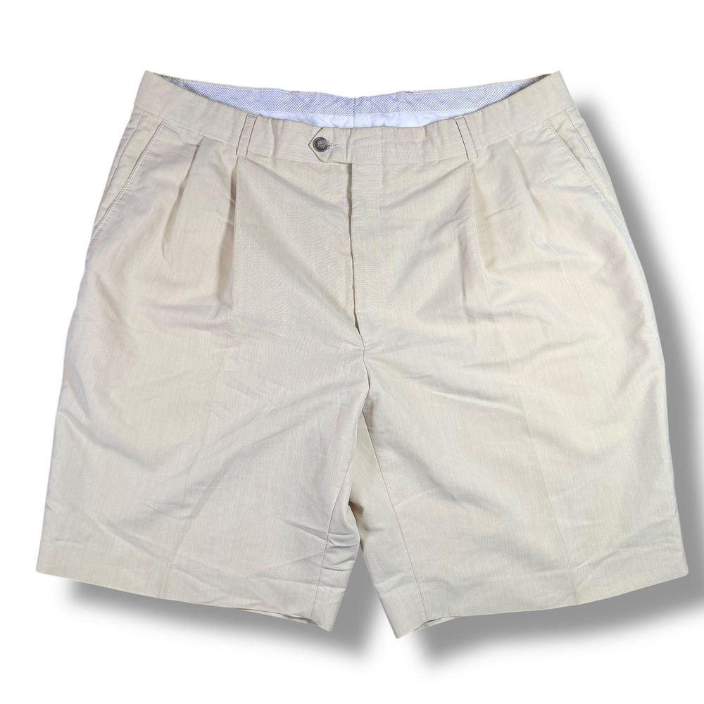 Ballin Pleated Shorts‎ Mens 38 Tan Relaxed Fit Microfiber Rayon Summer Resort